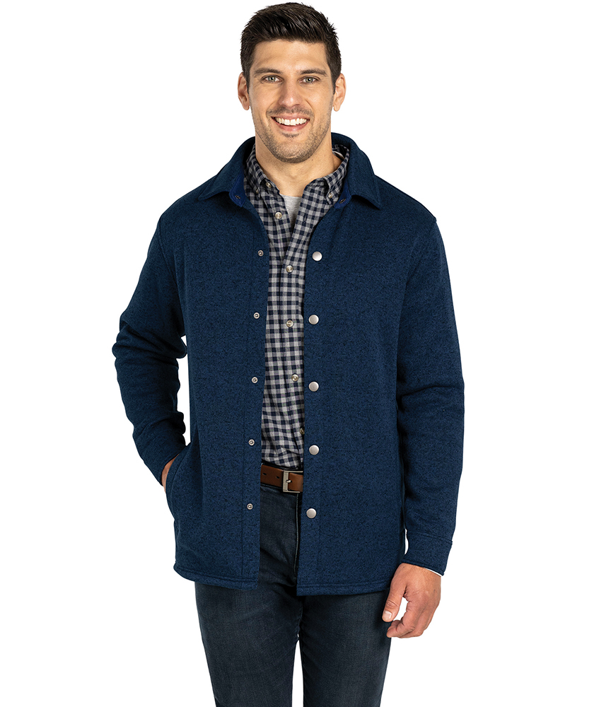 Heathered Fleece Snap Shacket Charles River Apparel