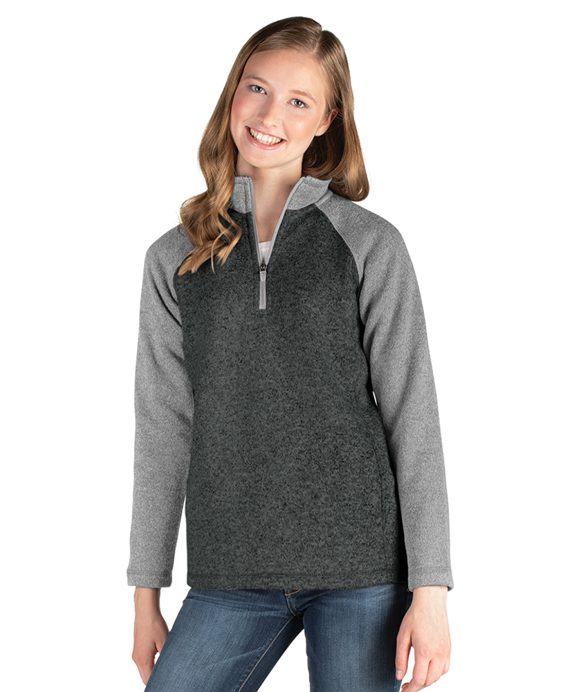 Women's Quarter Zip Color Blocked Heathered Fleece