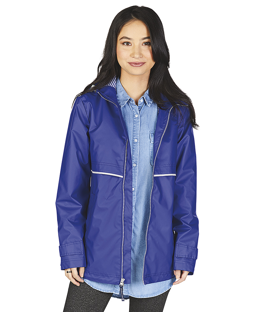 Charles River Aqua and Navy Colorblock New Englander Rain Jacket | Wholesale Accessory Market M